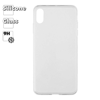 Защитная крышка "LP" для Apple iPhone XS Max "Glass Case" с прозрачной рамкой, прозрачное стекло (коробка)
