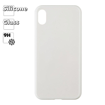 Защитная крышка "LP" для Apple iPhone XS Max "Glass Case" с белой рамкой, прозрачное стекло (коробка)