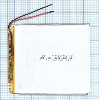 Аккумуляторная батарея Li-Pol (3x105x125мм), 2pin, 3.7В, 5000мАч
