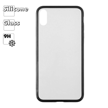 Защитная крышка "LP" для Apple iPhone XS Max "Glass Case" с черной рамкой, прозрачное стекло (коробка)
